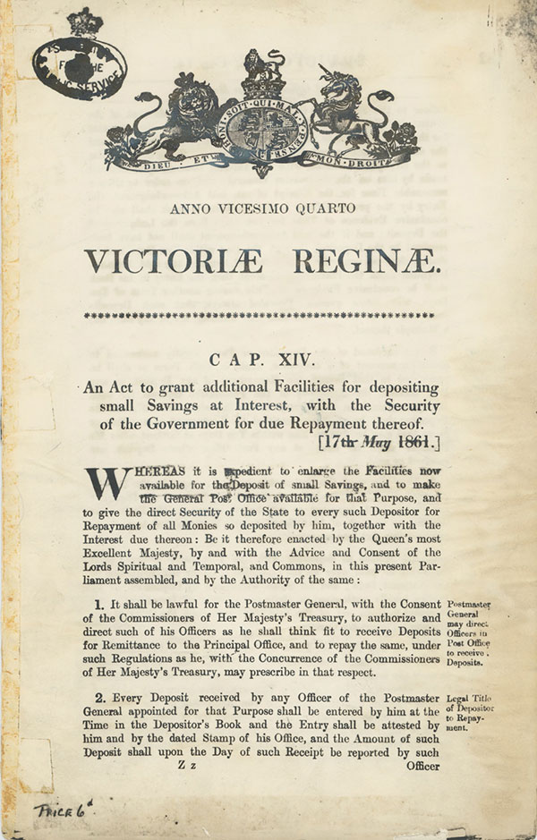 Post Office Savings Bank Act, 1861