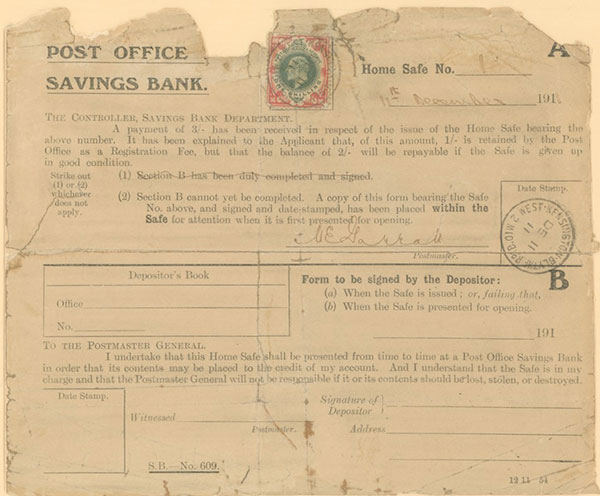 Contract for the first Home Safe, Dec 11, 1911