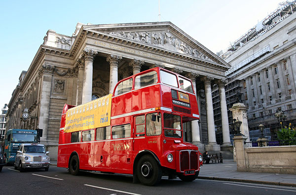 Premium Bonds is 50 - bus at Royal Exchange