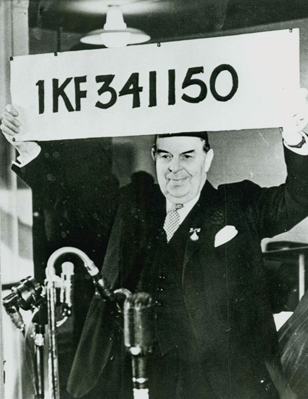 First ever winning Premium Bond number, 1957